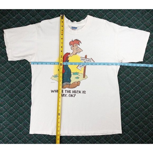 Vintage T Shirt Gildan Men Large Where Heck Is Jay Oklahoma White Hillbilly OK - Picture 6 of 8